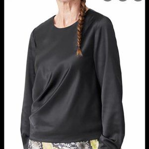 Black satin US blouse, asymmetrical